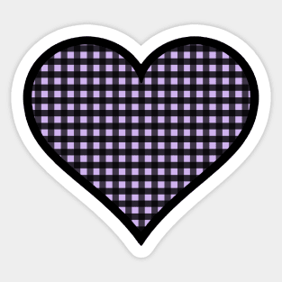 Light Purple and Black Gingham Heart Sticker